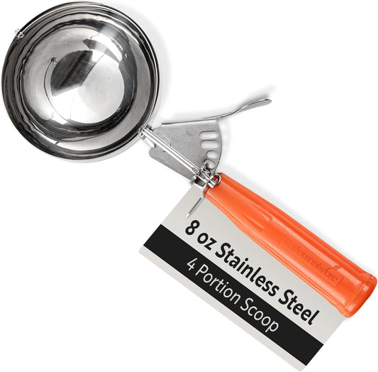 Met Lux 8 Ounce Portion Scoop 1 Durable Disher Scoop - Thumb Trigger Orange Stainless Steel Ice cream Disher For Portion Control For Ice Cream Mashed Potato And Cookie Batter