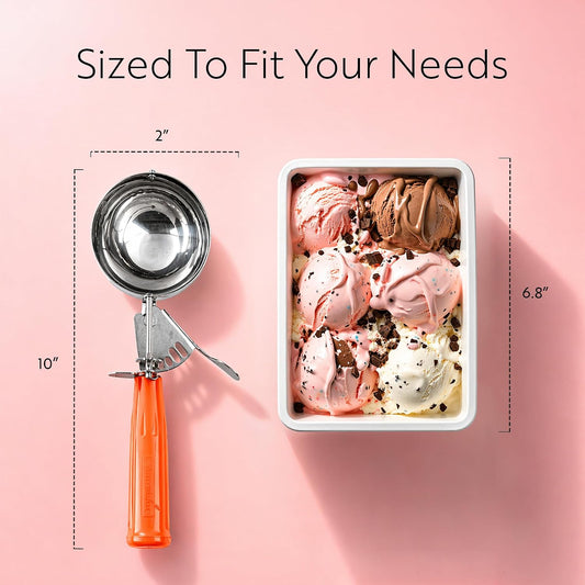 Met Lux 8 Ounce Portion Scoop 1 Durable Disher Scoop - Thumb Trigger Orange Stainless Steel Ice cream Disher For Portion Control For Ice Cream Mashed Potato And Cookie Batter
