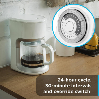 24‑Hour Plug-in Mechanical Timer Outlet, 2 Grounded Outlets