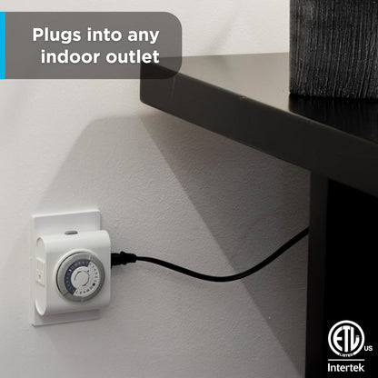24‑Hour Plug-in Mechanical Timer Outlet, 2 Grounded Outlets