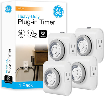 24‑Hour Plug-in Mechanical Timer Outlet, 2 Grounded Outlets