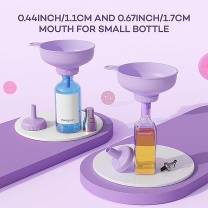 Wide Mouth Funnel for Kitchen Use for Filling Bottles with Bags | Food Grade Plastic, BPA Free, 5 Sizes Mouth, 2 Strainers, Rotating Screw Design, Easy to Clean, Dishwasher Safe