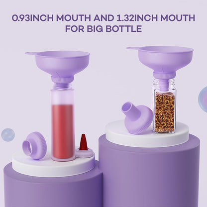 Wide Mouth Funnel for Kitchen Use for Filling Bottles with Bags | Food Grade Plastic, BPA Free, 5 Sizes Mouth, 2 Strainers, Rotating Screw Design, Easy to Clean, Dishwasher Safe
