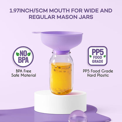 Wide Mouth Funnel for Kitchen Use for Filling Bottles with Bags | Food Grade Plastic, BPA Free, 5 Sizes Mouth, 2 Strainers, Rotating Screw Design, Easy to Clean, Dishwasher Safe