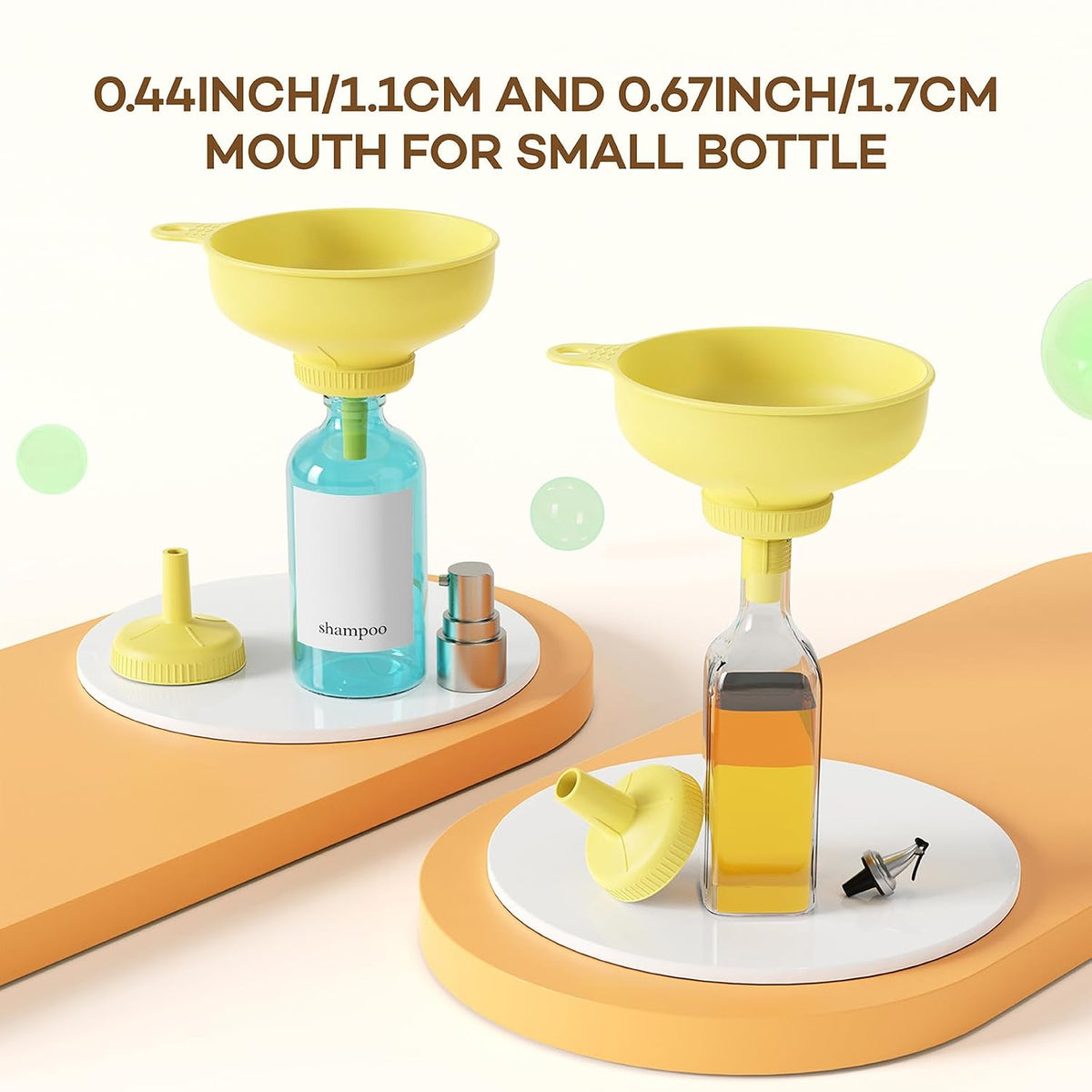 Wide Mouth Funnel for Kitchen Use for Filling Bottles with Bags | Food Grade Plastic, BPA Free, 5 Sizes Mouth, 2 Strainers, Rotating Screw Design, Easy to Clean, Dishwasher Safe