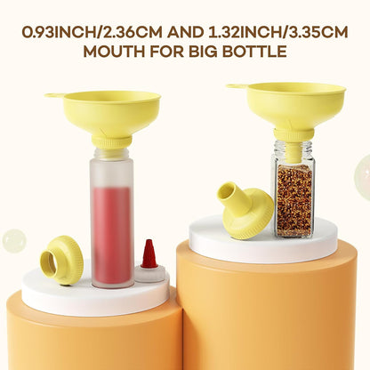 Wide Mouth Funnel for Kitchen Use for Filling Bottles with Bags | Food Grade Plastic, BPA Free, 5 Sizes Mouth, 2 Strainers, Rotating Screw Design, Easy to Clean, Dishwasher Safe