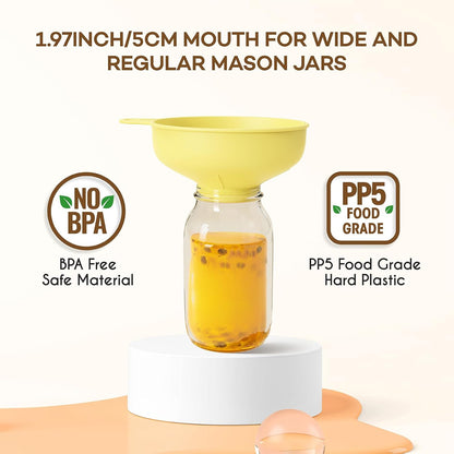Wide Mouth Funnel for Kitchen Use for Filling Bottles with Bags | Food Grade Plastic, BPA Free, 5 Sizes Mouth, 2 Strainers, Rotating Screw Design, Easy to Clean, Dishwasher Safe