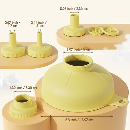 Wide Mouth Funnel for Kitchen Use for Filling Bottles with Bags | Food Grade Plastic, BPA Free, 5 Sizes Mouth, 2 Strainers, Rotating Screw Design, Easy to Clean, Dishwasher Safe