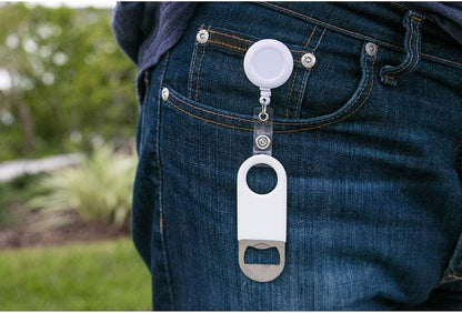 Retractable Flat Beer Bottle Opener with Belt Clip for Bartenders,Waiter (Black)