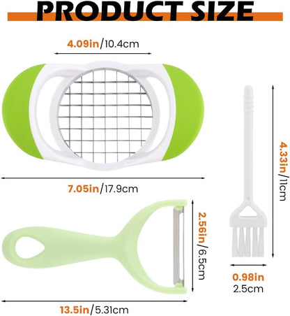 3‑Pcs French Fry Cutter Set, Stainless Steel Fast Vegetable Potato Slicer