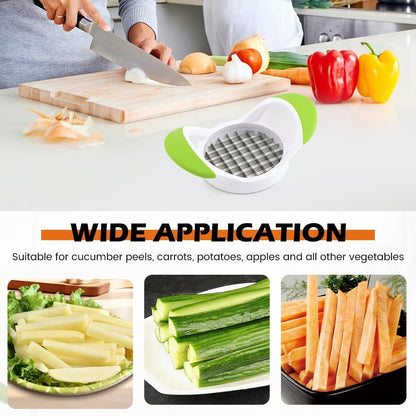 3‑Pcs French Fry Cutter Set, Stainless Steel Fast Vegetable Potato Slicer