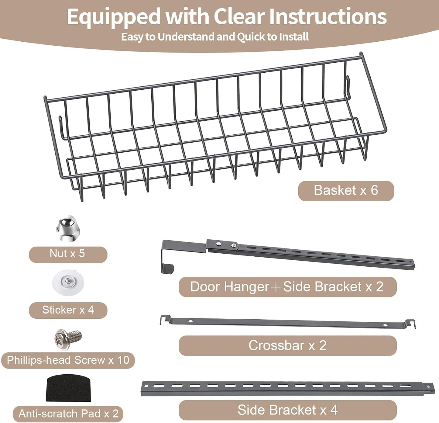 8-Tier Pantry Door Oragnizer, Over The Door Pantry Organizer Rack and Storage, Hanging Spice Rack Shelves Door, Home Office Laundry Room Bathroom & Kitchen Organization Essentials Metal