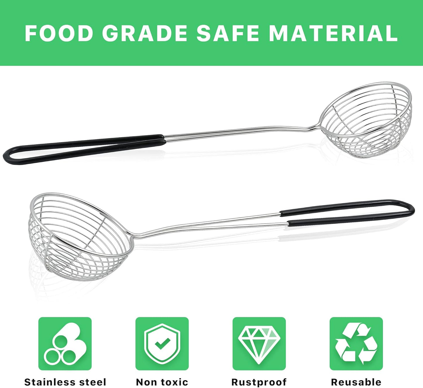 12 Pieces Hot Pot Strainer Scoops, 2.5 Inch Stainless Steel Spider Strainer Skimmer, Hot Pot Ladle with Insulated Handle for Kitchen Cooking Frying Food