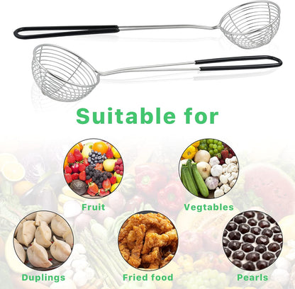 12 Pieces Hot Pot Strainer Scoops, 2.5 Inch Stainless Steel Spider Strainer Skimmer, Hot Pot Ladle with Insulated Handle for Kitchen Cooking Frying Food