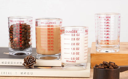 1 PACK Measuring Cup Shot Glass 3 Ounce/90ML Liquid Heavy Glass Red Scale