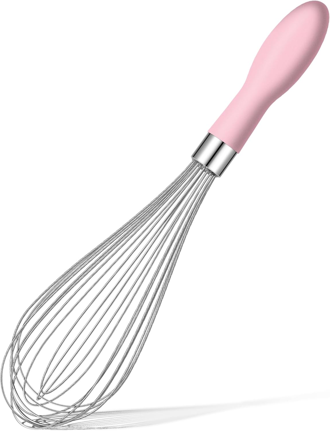 12-Inch Wire Whisk Stainless Steel, Balloon Whisks for Cooking, Wisk Wisking Tool With Soft Silicone Handle, Thick Durable Whisker for Blending, Beating, Whisking, Stirring, Pink