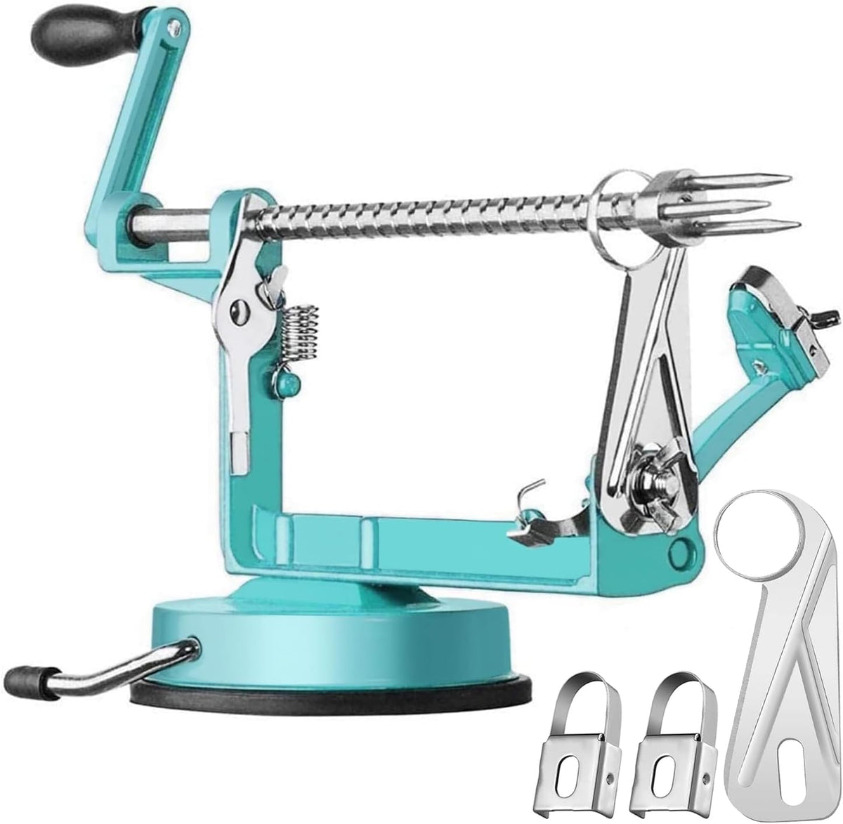 Apple Peeler Slicer Corer with Stainless Steel Blades and Powerful Suction Base for Apples Pears Potatoes(Red)