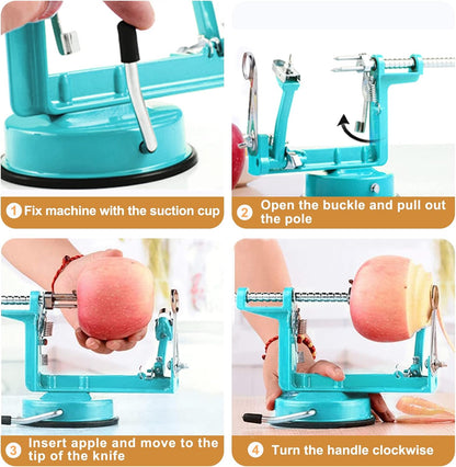 Apple Peeler Slicer Corer with Stainless Steel Blades and Powerful Suction Base for Apples Pears Potatoes(Red)