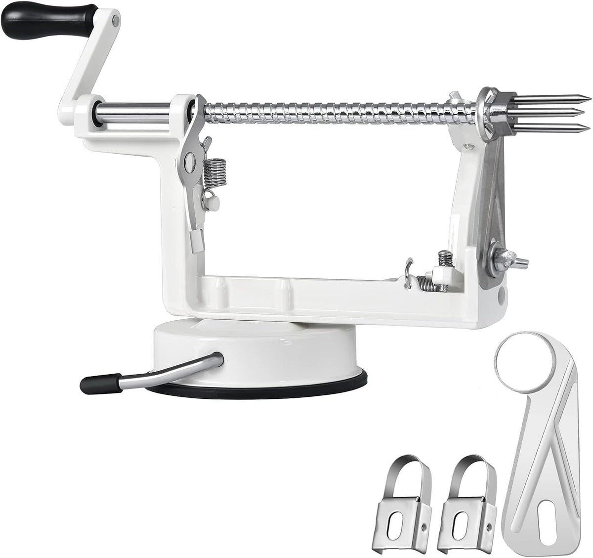 Apple Peeler Slicer Corer with Stainless Steel Blades and Powerful Suction Base for Apples Pears Potatoes(Red)