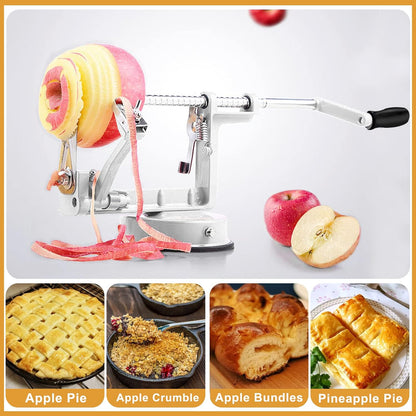 Apple Peeler Slicer Corer with Stainless Steel Blades and Powerful Suction Base for Apples Pears Potatoes(Red)