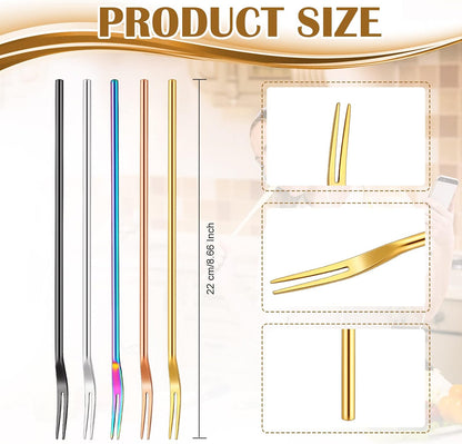 5 Pcs Pickle Forks for Olive Cocktail Jar, Long Handle,Multicolor