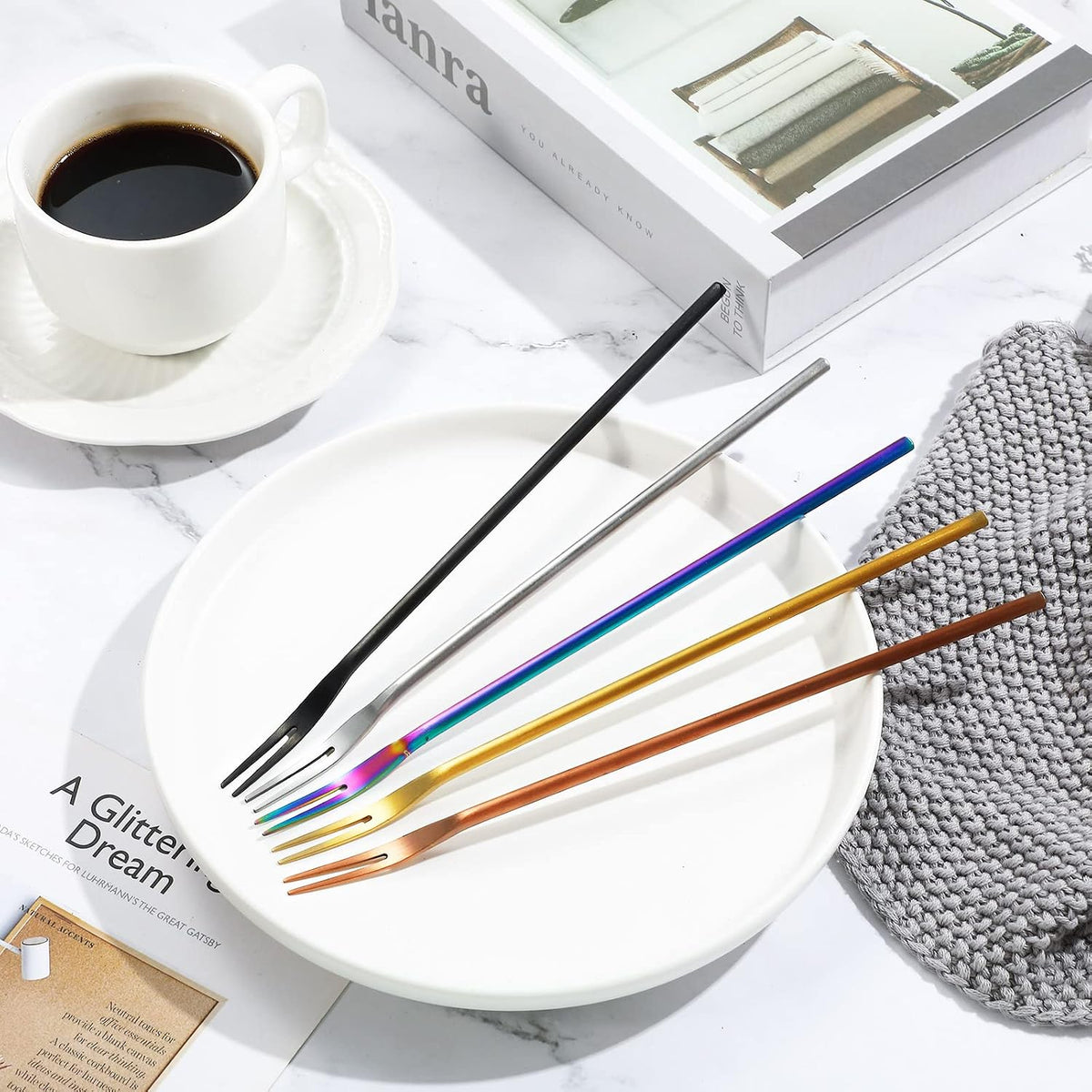 5 Pcs Pickle Forks for Olive Cocktail Jar, Long Handle,Multicolor