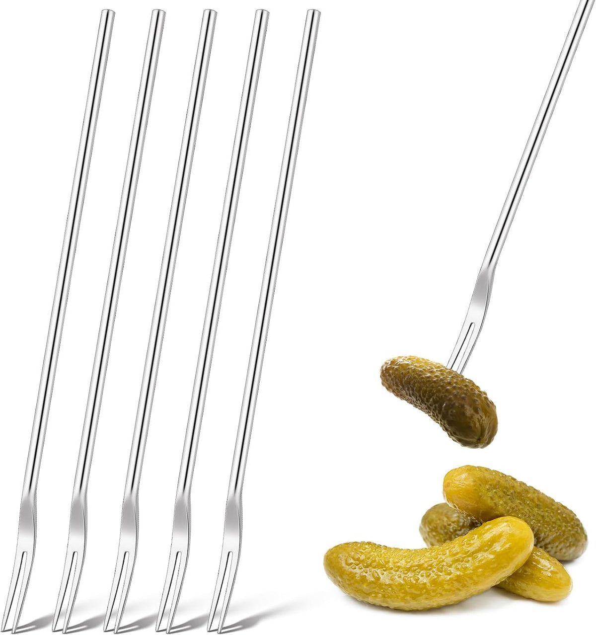5 Pcs Pickle Forks for Olive Cocktail Jar, Long Handle,Multicolor