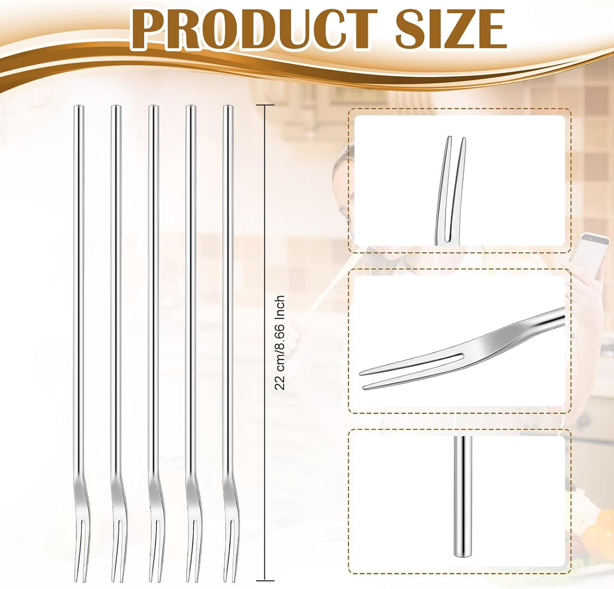 5 Pcs Pickle Forks for Olive Cocktail Jar, Long Handle,Multicolor