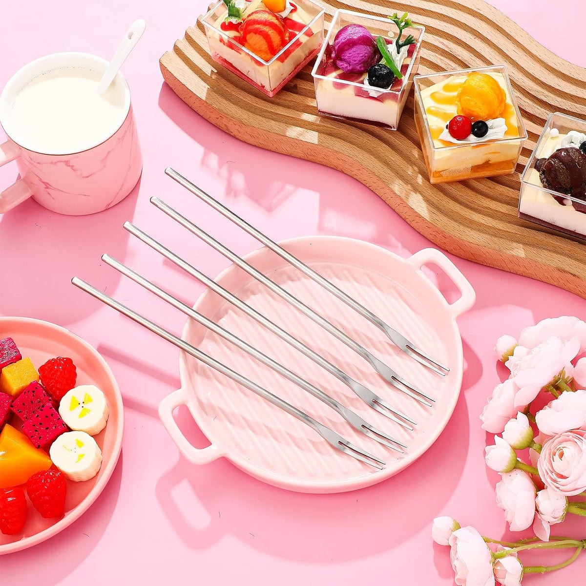 5 Pcs Pickle Forks for Olive Cocktail Jar, Long Handle,Multicolor