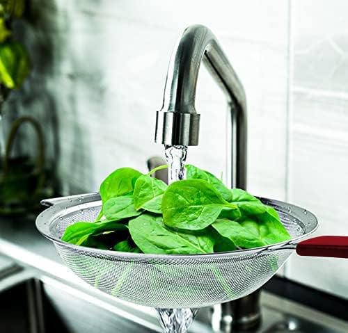 9" Large Extra Fine Mesh Strainer with Thermo Plastic Rubber Handle - Sieve Fine Mesh Stainless Steel - Ideal to Strain Pasta, Quinoa and Rice