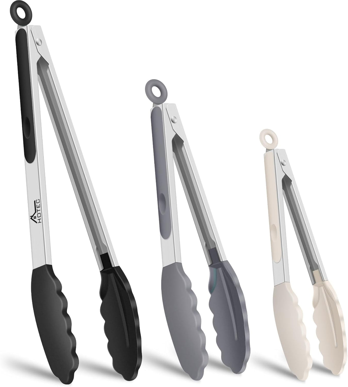 Premium Stainless Steel Locking Kitchen Tongs with Silicon Tips, Set of 3-7", 9" and 12" (Gradient Blue)