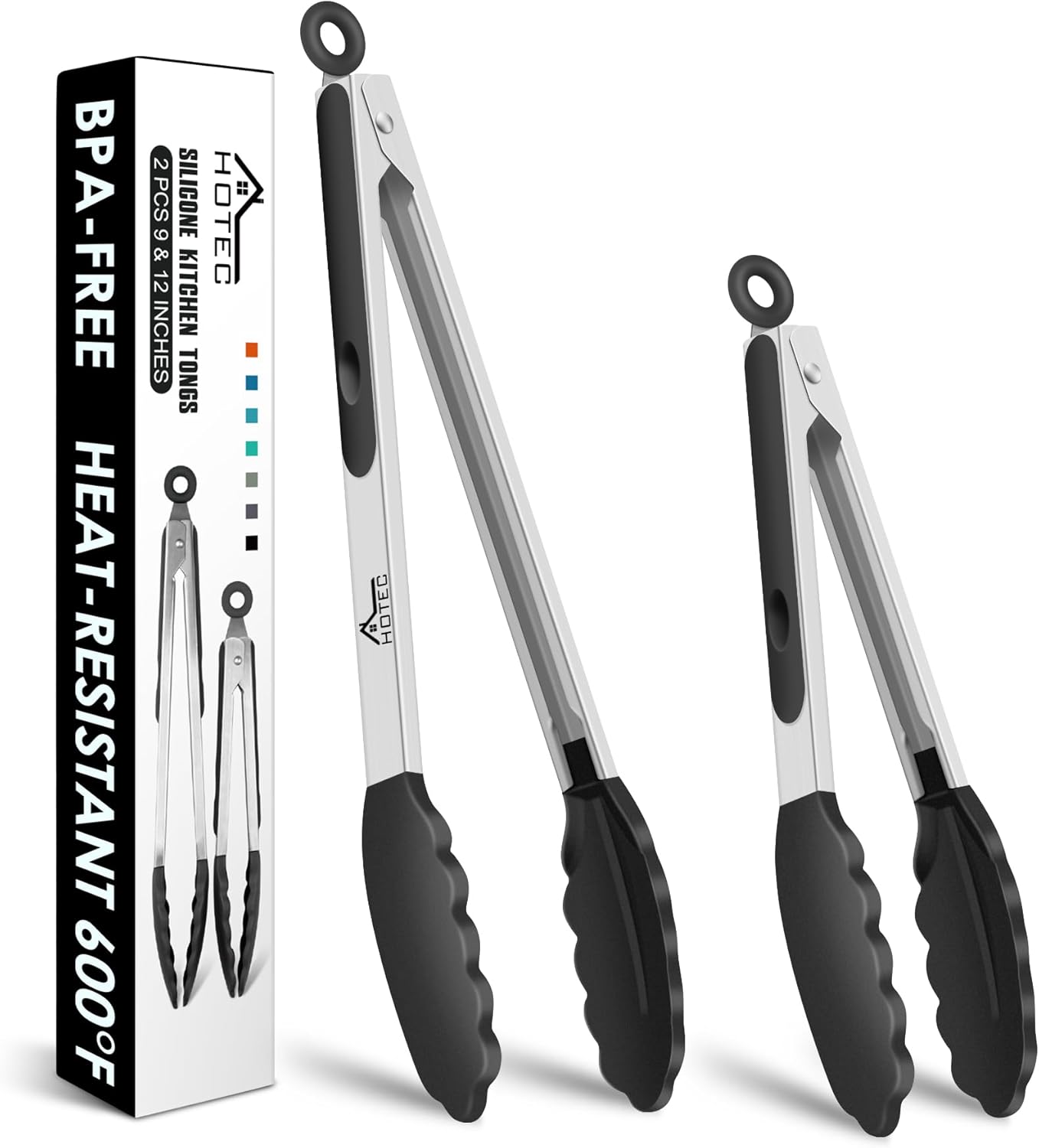 Premium Stainless Steel Locking Kitchen Tongs with Silicon Tips, Set of 3-7", 9" and 12" (Gradient Blue)