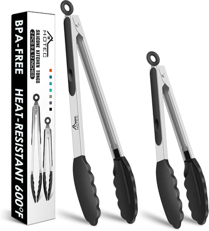 Premium Stainless Steel Locking Kitchen Tongs with Silicon Tips, Set of 3-7", 9" and 12" (Gradient Blue)
