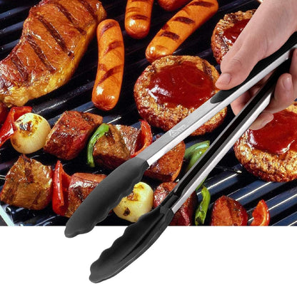 Premium Stainless Steel Locking Kitchen Tongs with Silicon Tips, Set of 3-7", 9" and 12" (Gradient Blue)