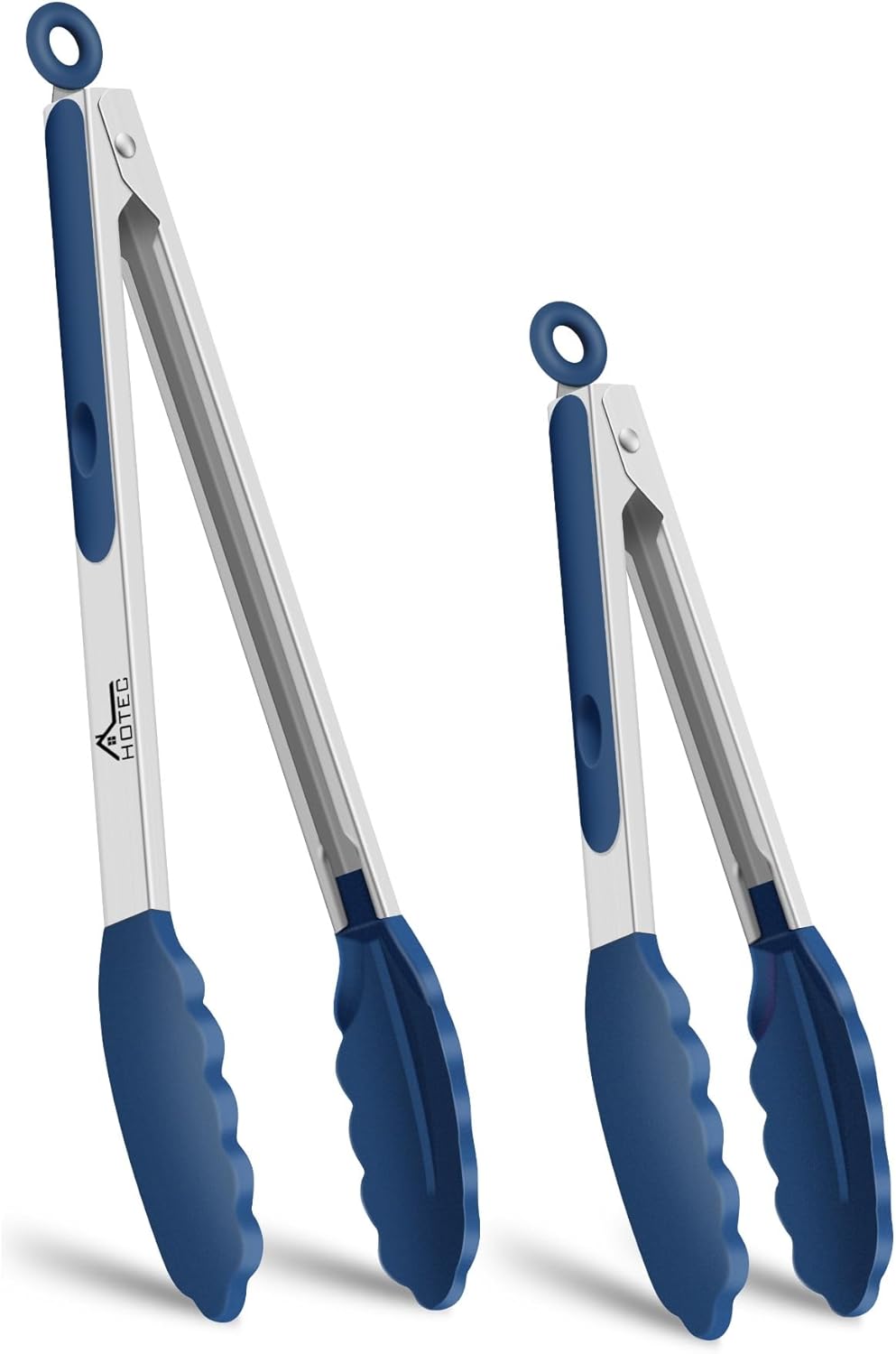 Premium Stainless Steel Locking Kitchen Tongs with Silicon Tips, Set of 3-7", 9" and 12" (Gradient Blue)