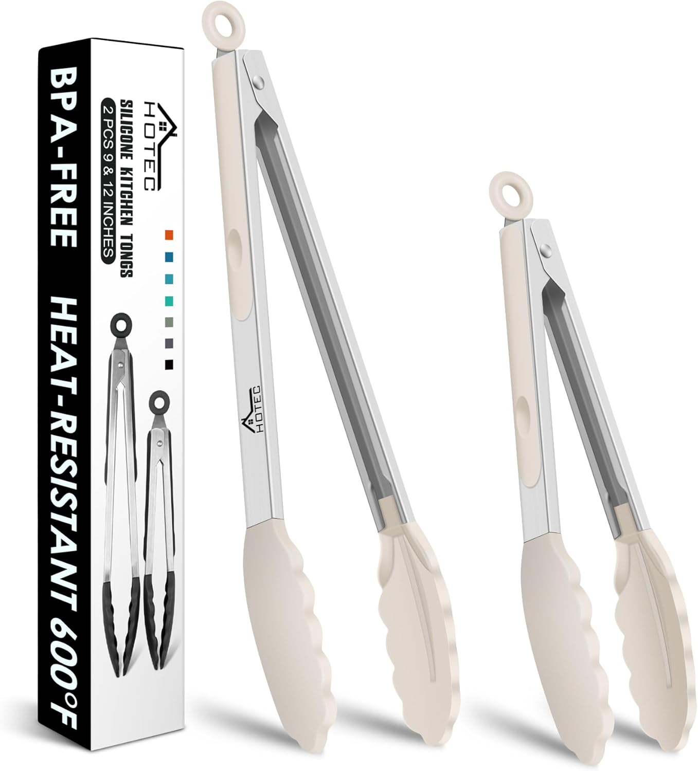 Premium Stainless Steel Locking Kitchen Tongs with Silicon Tips, Set of 3-7", 9" and 12" (Gradient Blue)