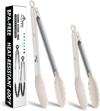 Premium Stainless Steel Locking Kitchen Tongs with Silicon Tips, Set of 3-7", 9" and 12" (Gradient Blue)