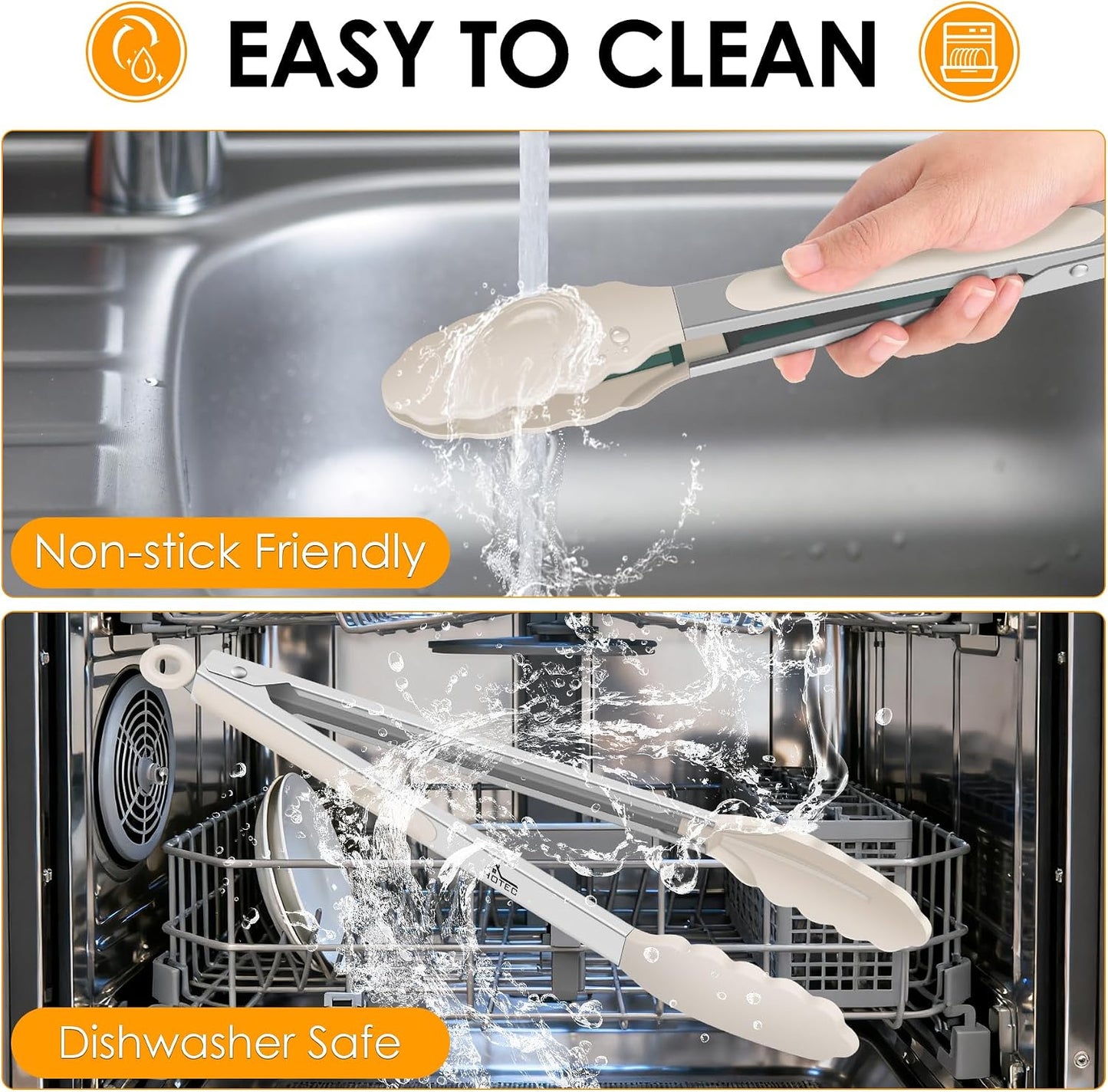 Premium Stainless Steel Locking Kitchen Tongs with Silicon Tips, Set of 3-7", 9" and 12" (Gradient Blue)
