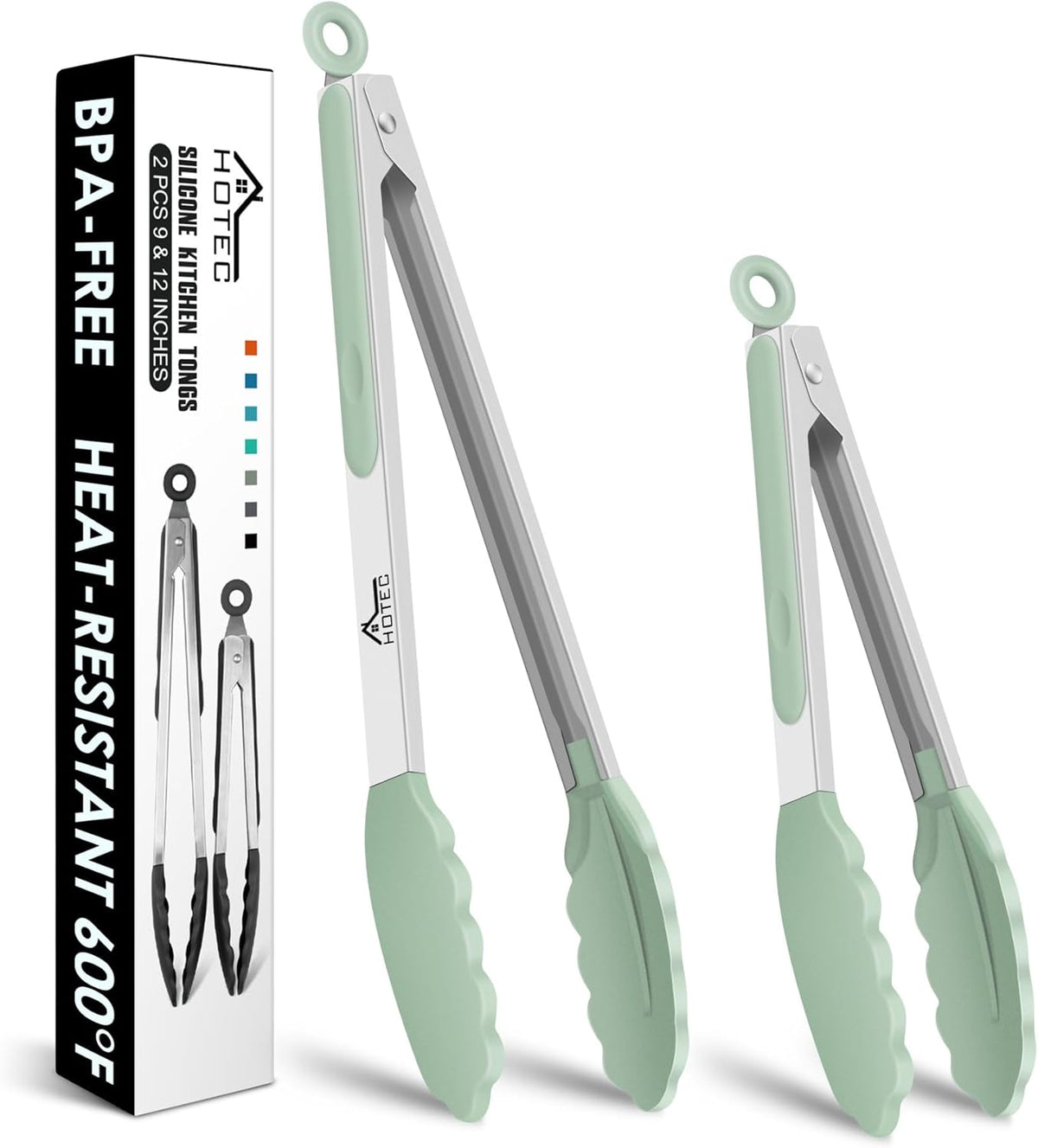 Premium Stainless Steel Locking Kitchen Tongs with Silicon Tips, Set of 3-7", 9" and 12" (Gradient Blue)