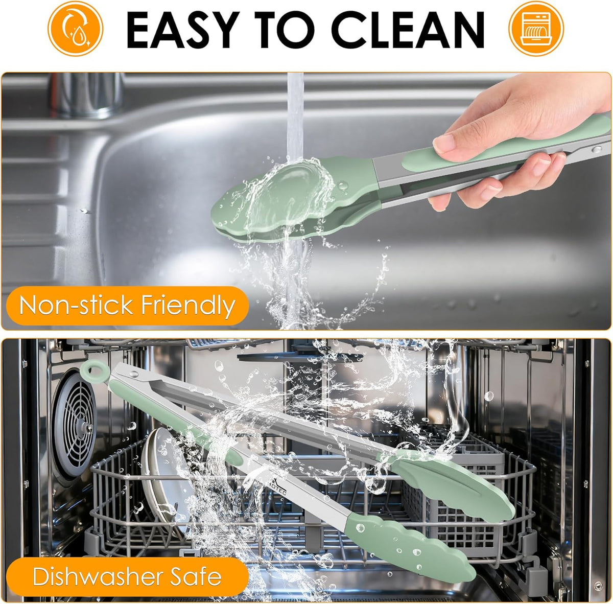 Premium Stainless Steel Locking Kitchen Tongs with Silicon Tips, Set of 3-7", 9" and 12" (Gradient Blue)