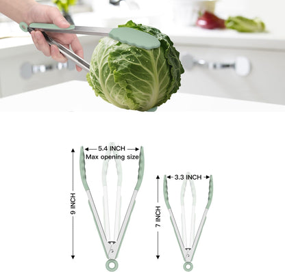 Premium Stainless Steel Locking Kitchen Tongs with Silicon Tips, Set of 3-7", 9" and 12" (Gradient Blue)