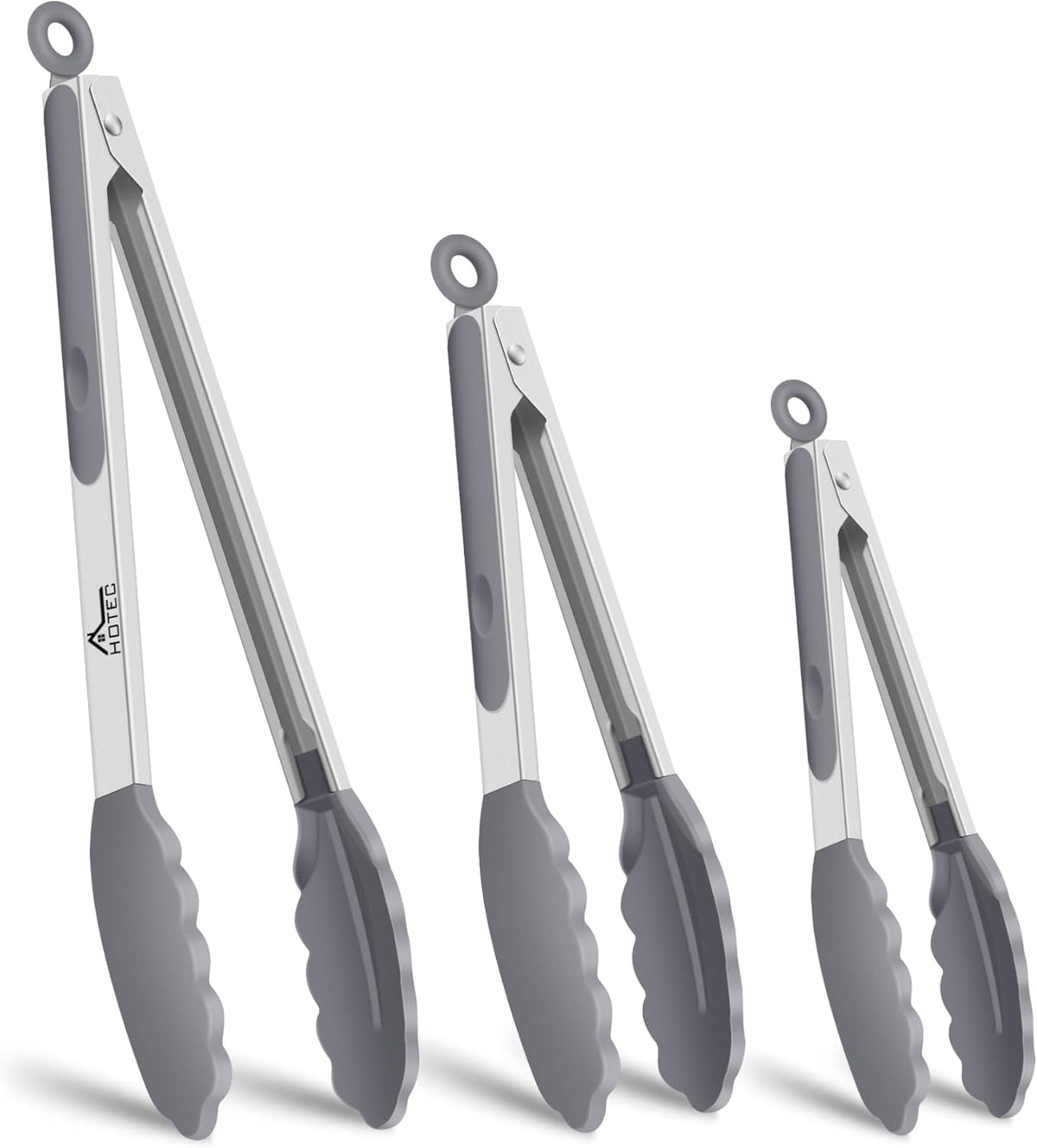 Premium Stainless Steel Locking Kitchen Tongs with Silicon Tips, Set of 3-7", 9" and 12" (Gradient Blue)
