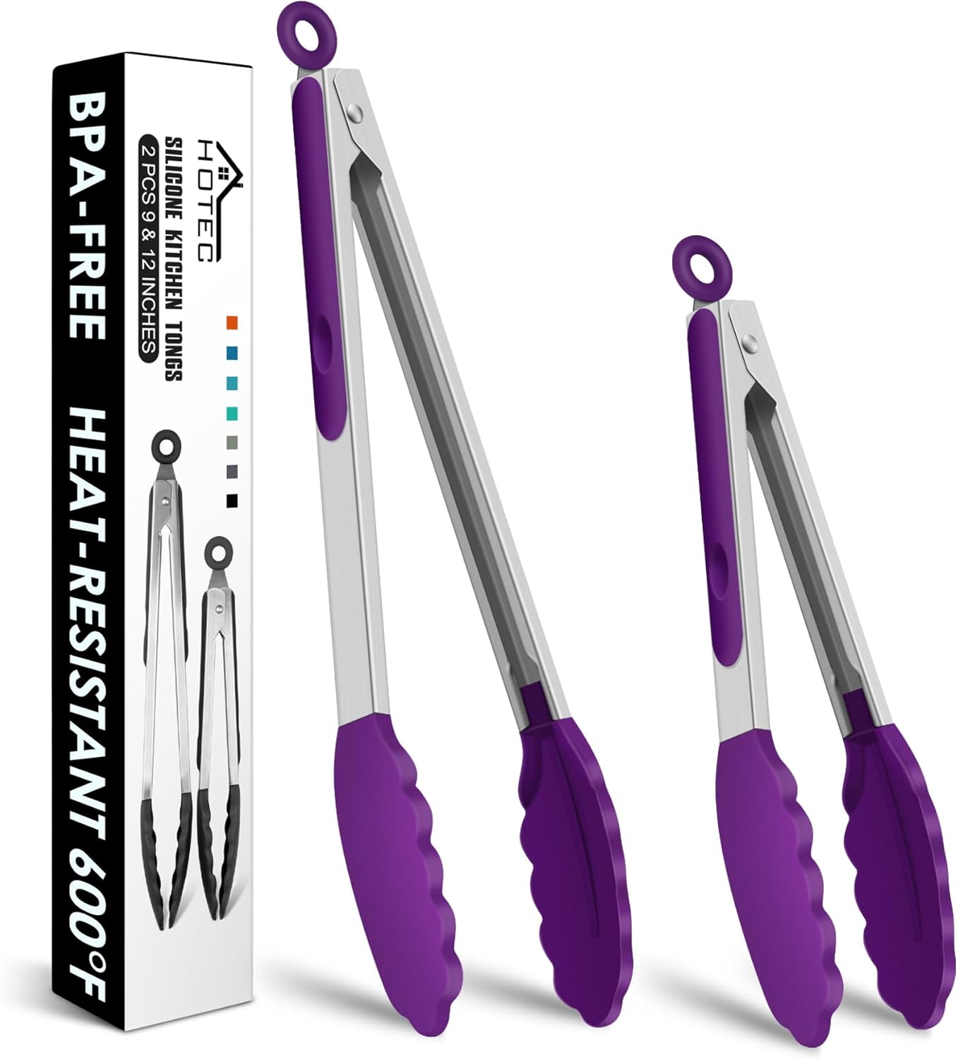 Premium Stainless Steel Locking Kitchen Tongs with Silicon Tips, Set of 3-7", 9" and 12" (Gradient Blue)