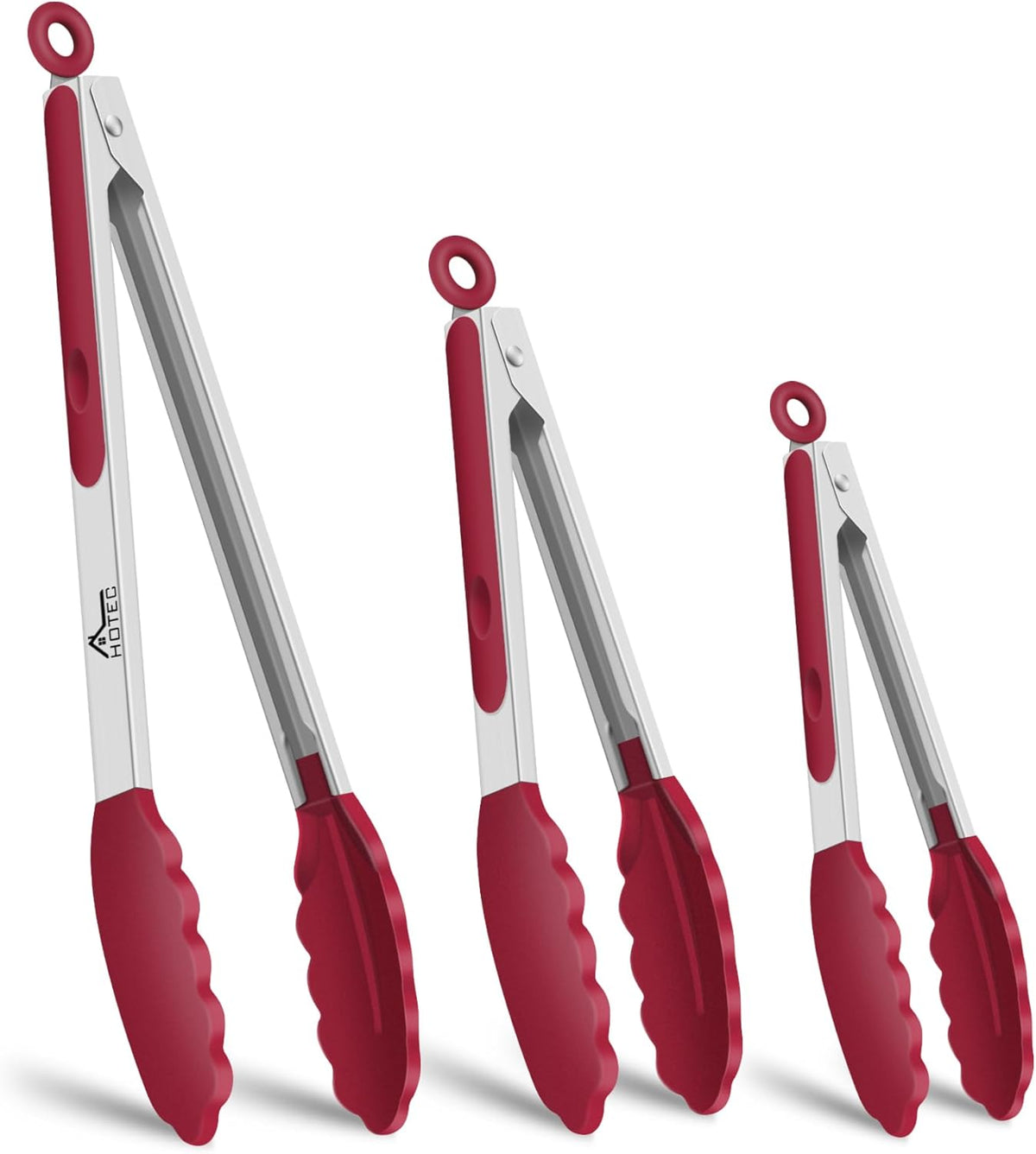 Premium Stainless Steel Locking Kitchen Tongs with Silicon Tips, Set of 3-7", 9" and 12" (Gradient Blue)