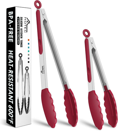 Premium Stainless Steel Locking Kitchen Tongs with Silicon Tips, Set of 3-7", 9" and 12" (Gradient Blue)