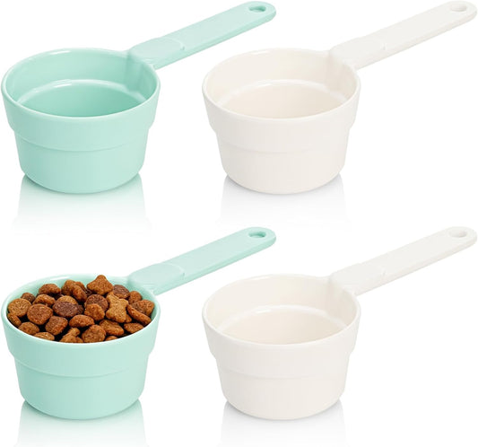 4 Pack Dog Food Scoop 1/2 Cup, Melamine Pet Food Measuring Cup with Long Handle, Food-Grade Half Cup Feeding Scoop for Cat, Bird, Rabbit, Dry Wet Food, Dishwasher Safe, Accurate Portion Control