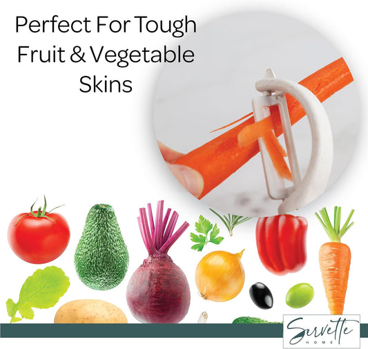 Fruit and Vegetable Peelers with Stainless Steel or Ceramic Blades, Wheat Straw Handles (Ceramic)