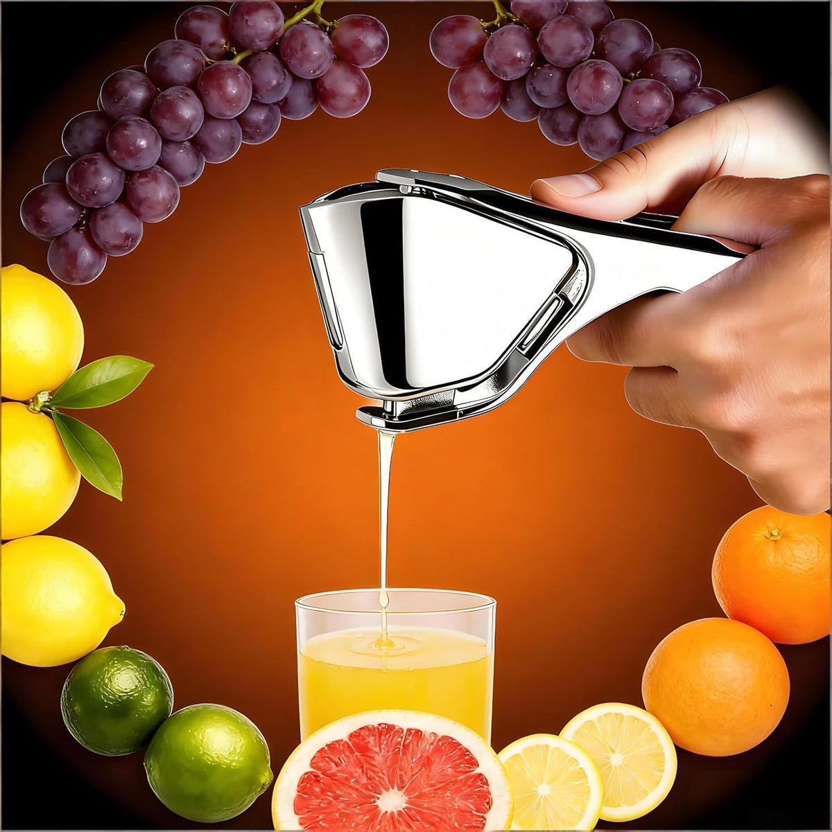 Lemon Squeezer, Stainless Steel Manual Citrus Squeezer, Silver