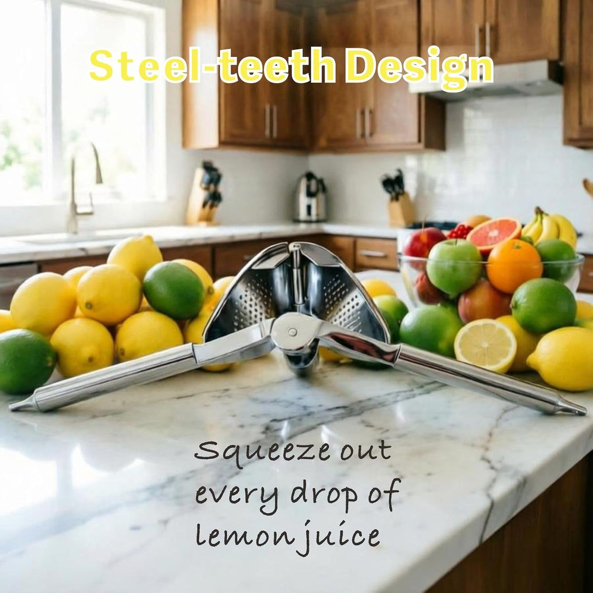 Lemon Squeezer, Stainless Steel Manual Citrus Squeezer, Silver