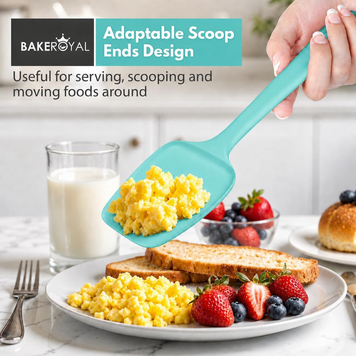 Silicone Spatula Set, 600°F Heat Resistant, 4 Piece BPA-Free Food Grade Silicone Kitchen Utensils Set for Baking, Cooking & Mixing, Non Stick Silicone Cooking Utensils Set - Aqua